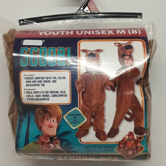 one piece hooded Scooby-Doo Halloween costume boys/girls youth M jumpsuit w/tail - Picture 12 of 12